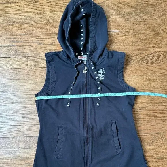 Disney Mickey Mouse Black Zip-Up Hoodie Dress Size S/M - Picture 4 of 6